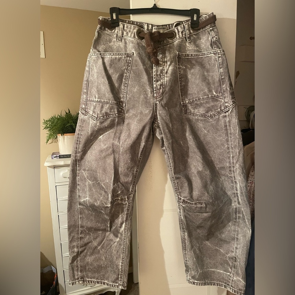 Free People coated metallic moxie jeans